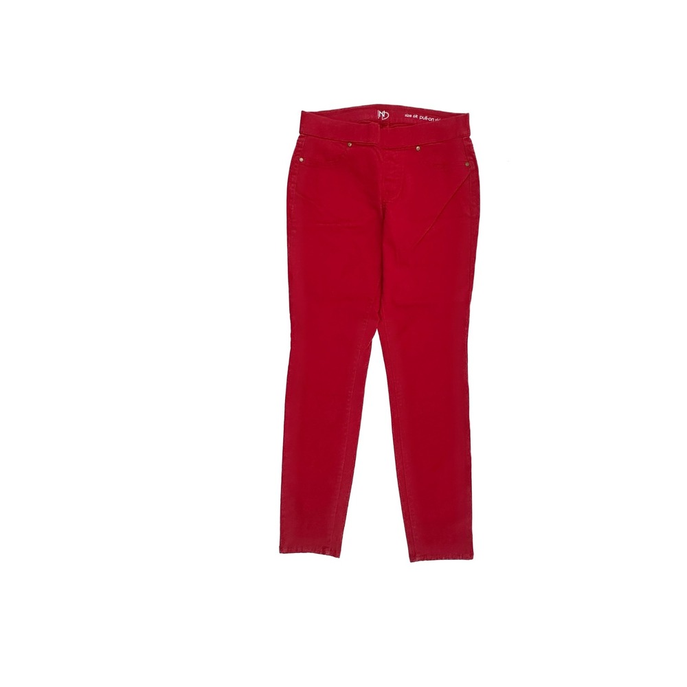 New Directions Pull On Skinny Pants Womens 6R Red Cotton Blend Stretch